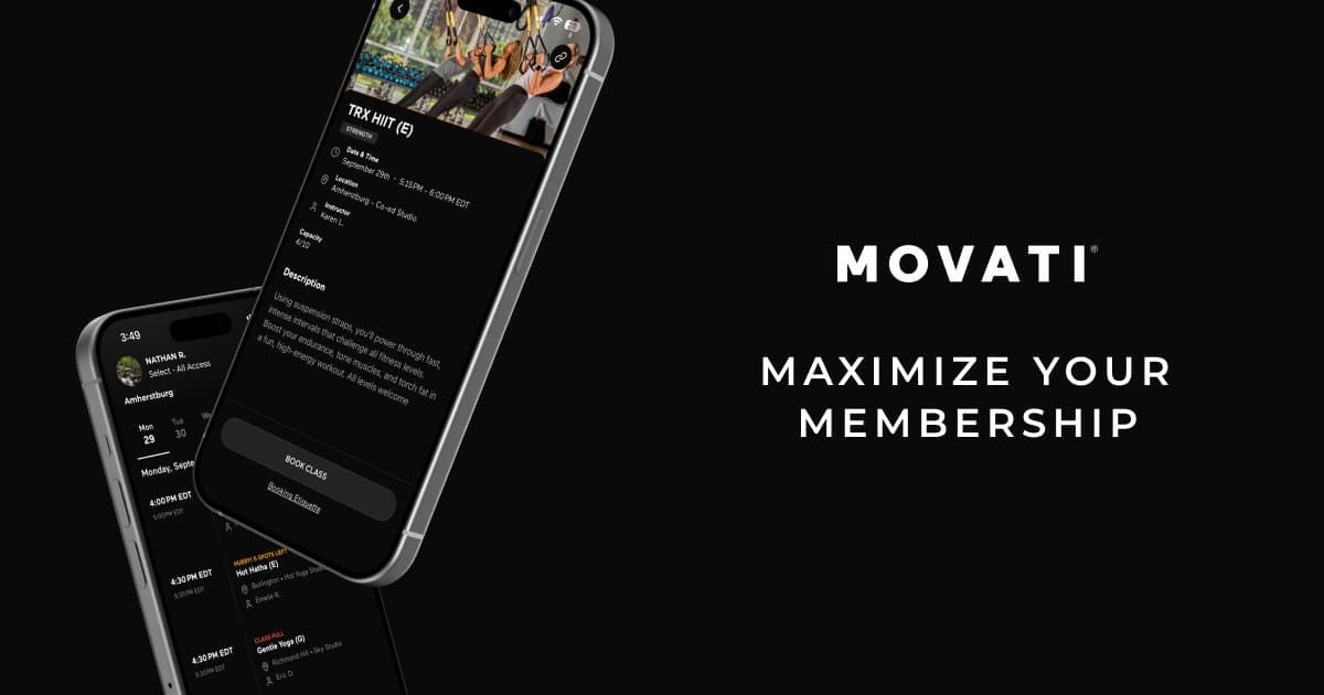 Screenshot of Movati — Class booking and account management app