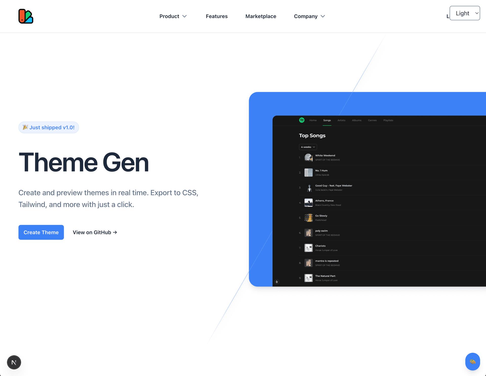 Screenshot of ThemeGen — Theme generator with WCAG contrast auditing